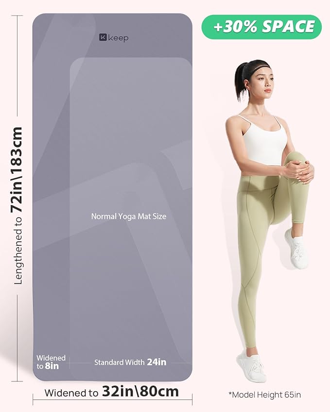 KEEP Yoga Mat, 32" Extra Wide Exercise Mat with Strap for Men and Women, 7mm Thick Double-Sided Non-Slip Eco-friendly Yoga Mat for Pilates, Workout and Fitness-StrideForce Fitness