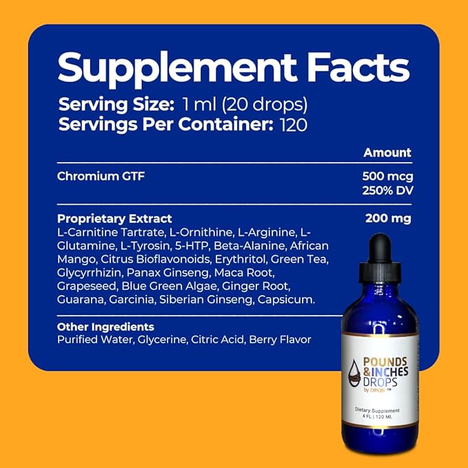 Dirobi Pounds and Inches Weight Management Drops, Liquid Supplement for Women and Men, Diet-Pill Alternative with Delicious Blueberry Flavor-StrideForce Fitness