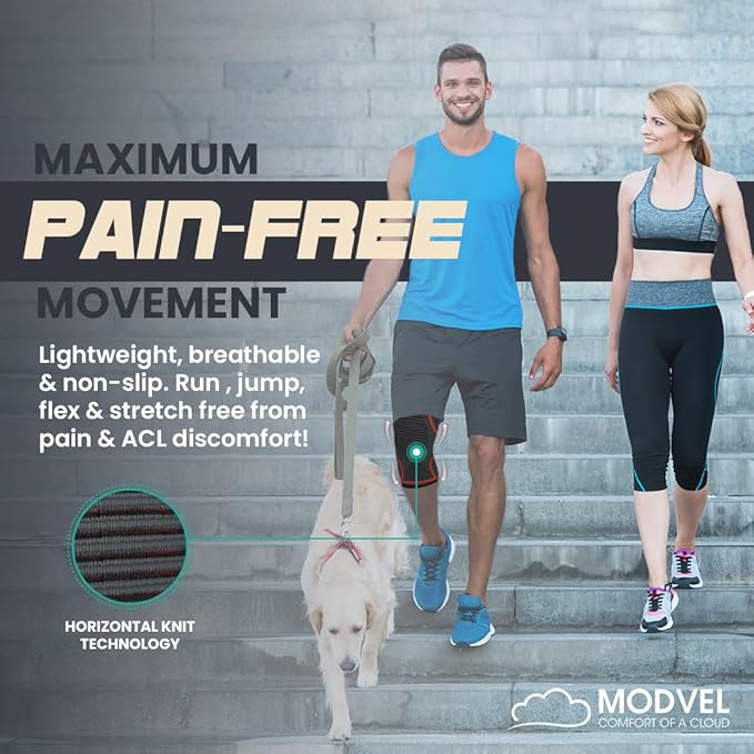 Modvel 2 Pack Knee Brace | Knee Compression Sleeve for Men & Women | Knee Support for Running | Medical Grade Knee Pads for Meniscus Tear, ACL, Arthritis, Joint Pain Relief. (Large, Green)