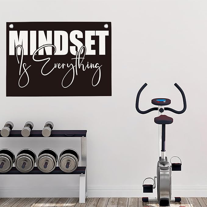 Mindset is Everything Gym Motivational Wall Art Banner Dorm Posters Gifts for Guys Men Women Gym Flag Decor for Home Gym Bedroom Workout Room 30x20 Inchs-StrideForce Fitness