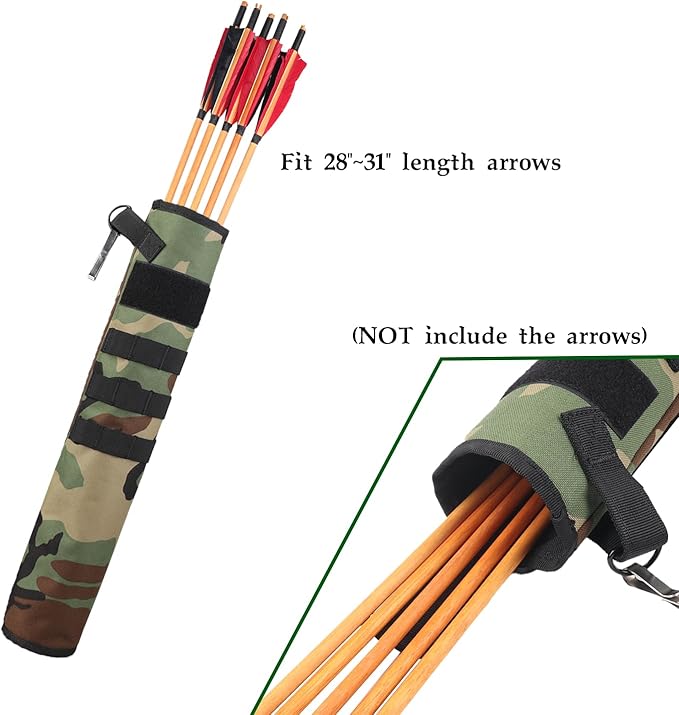 KRATARC Archery Lightweight Back Arrow Quiver Dual Use Foldable Compact Hip Arrows Bag with Molle System Hanged for Target Shooting-StrideForce Fitness