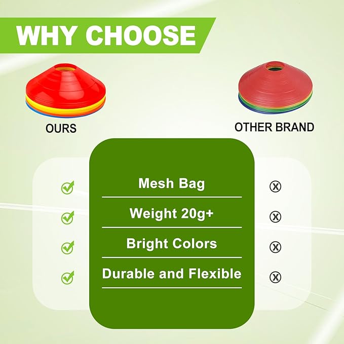 Ashsajkd(Set of 25/50/100 - Agility Soccer Cones with Carry Bag and for , Football Cones for TrainingFootball, Basketball, Coaching, Agility Cones for Indoor and Outdoor Games-StrideForce Fitness