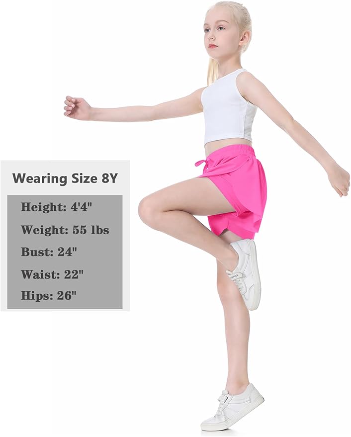 EXARUS Girls Butterfly Shorts Flowy Dance Skirt Cheer Skorts Athletic Tween Clothes Teen Preppy Outfits Flutter Kids-StrideForce Fitness