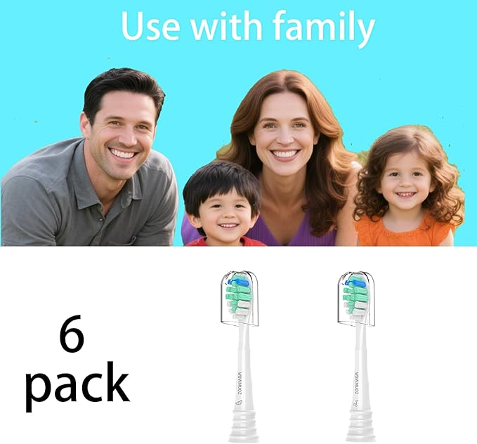 Replacement Toothbrush Heads Compatible with Philips Sonicare Replacement Heads C2, 6 Pack