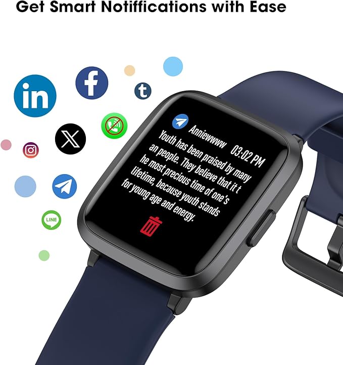 Fitness Tracker Watch with Heart Rate Monitor 5ATM Waterproof
