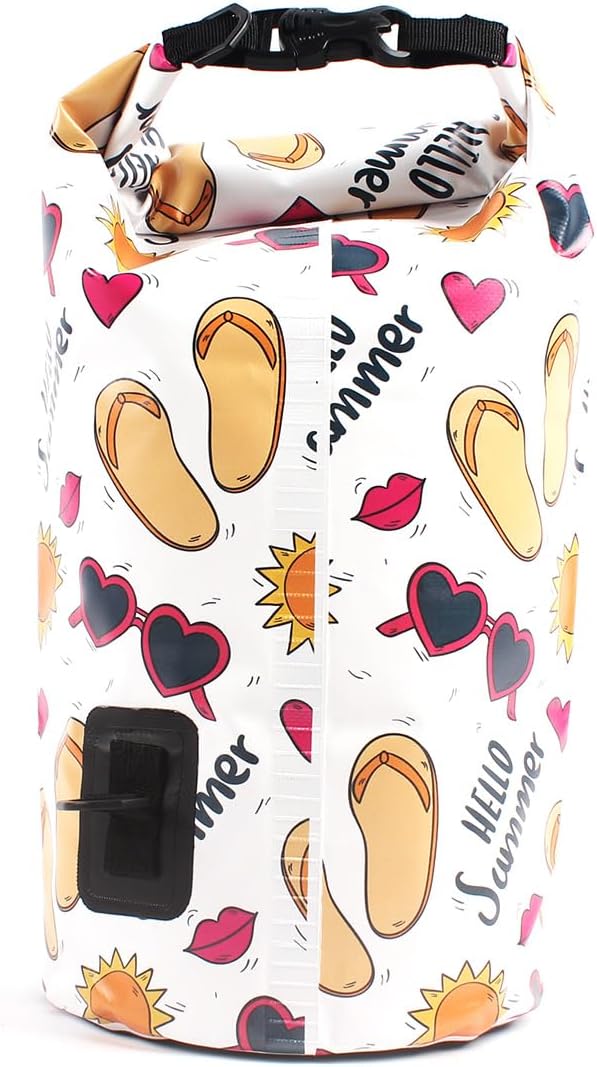 Dry Bag Waterproof,5L Roll Top Backpack Floating Dry Bag for Kayaking Boating Swimming Hiking Camping Outdoor Activities,White Summer-StrideForce Fitness