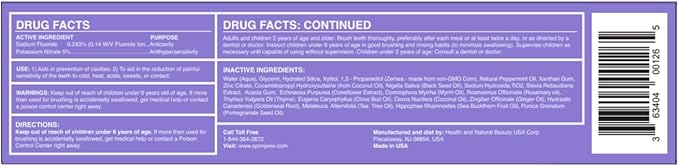 SprinJene Natural Sensitivity & Gum Fluoride Toothpaste – Sensitive Teeth Relief & Cavity Protection – SLS Free Natural Toothpaste with Black Seed Oil & Zinc – Made in The USA (1 Pack)