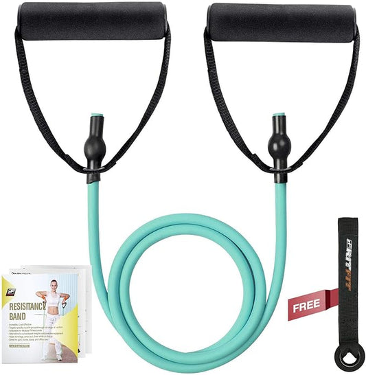RitFit Single Resistance Exercise Band with Comfortable Handles - Ideal for Physical Therapy, Strength Training, Muscle Toning - Door Anchor and Starter Guide Included-StrideForce Fitness
