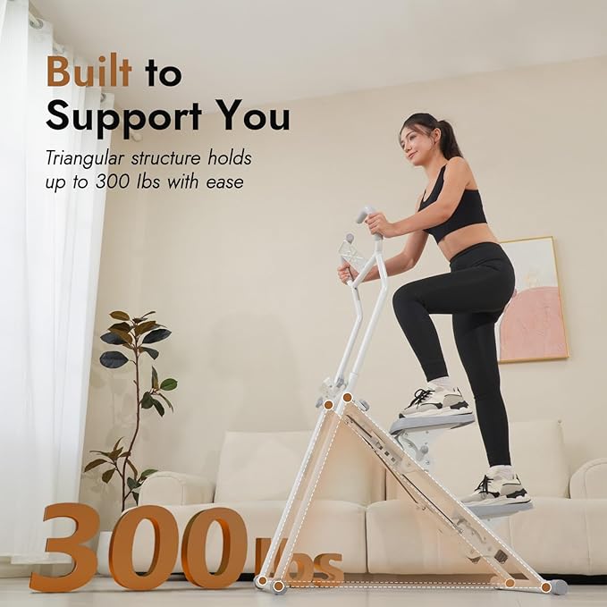 Stair Stepper with Adjustable Resistance - Stair Climber for Home Gym, Folding Cardio Machine with Extended Step Range, Adjustable Handlebar & Pedals, Tablet Holder by MACYO-StrideForce Fitness