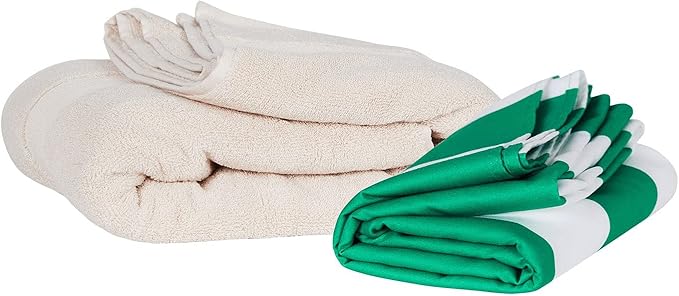 Dock & Bay Beach Towel - Quick Dry, Sand Free - Compact, Lightweight - 100% Recycled - Includes Bag - Cabana - Cancun Green - Large (160x90cm, 63x35)-StrideForce Fitness