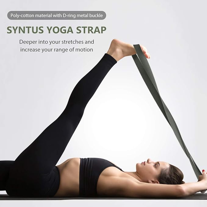 Syntus Yoga Block and Yoga Strap Set, 2 Soft Non-Slip Yoga Blocks 9×6×4 inches, 8FT Metal D-Ring Strap for Yoga, General Fitness, Pilates, Stretching and Toning-StrideForce Fitness