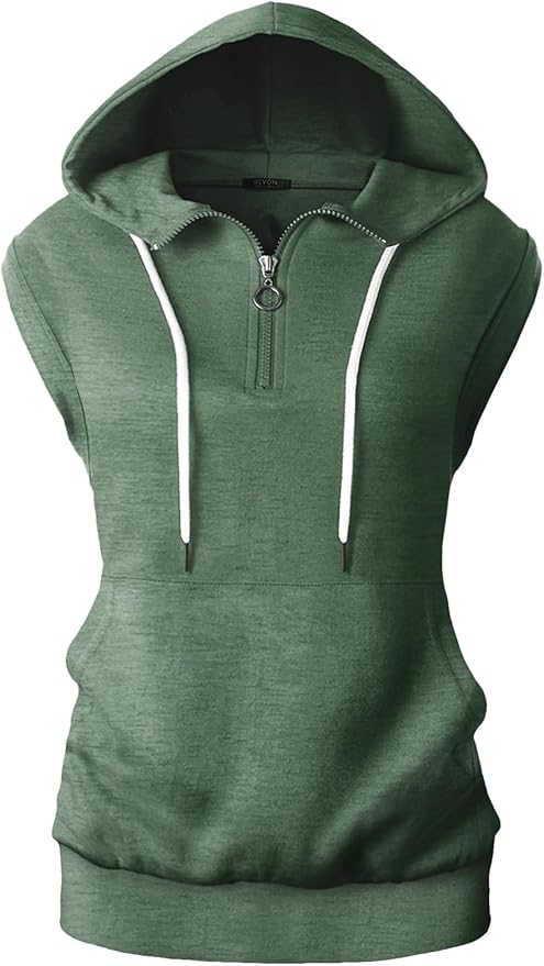 GIVON Women's Lightweight Hooded Vest Sleeveless 1/4 Zip Pullover Casual Hoodie Sweatshirt with Pockets