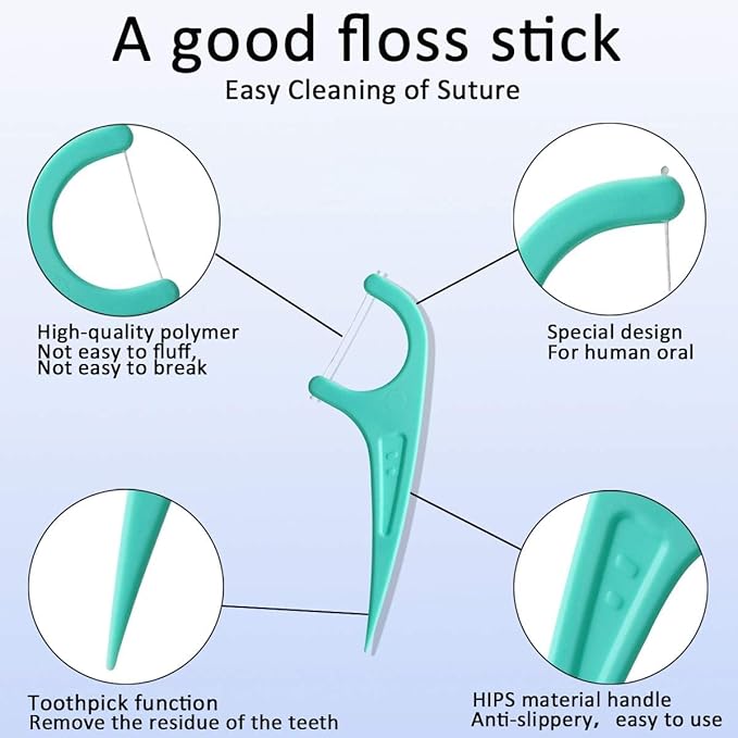 FAMILIFE Individually Wrapped Floss Picks, 100PCS Mint Dental Floss Cleaner, Tooth Picks Flossers with Portable Individual Packaging, Toothpicks Helps to Fight Tooth Decay and Keep Your Teeth Clean