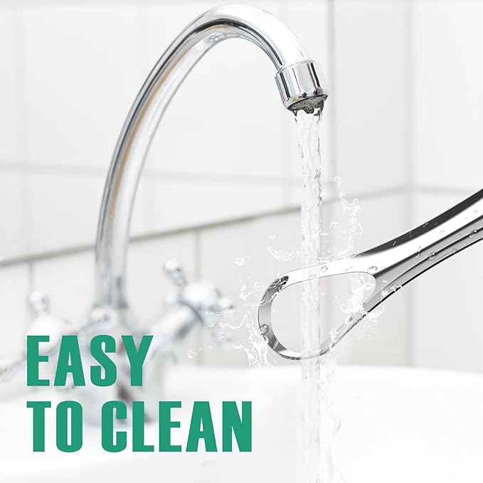 RONAVO Tongue Scraper for Kids, Children, Adult, Stainless Steel Tongue Cleaner Reduce Bad Breath, with Handy Case, 2 Colors