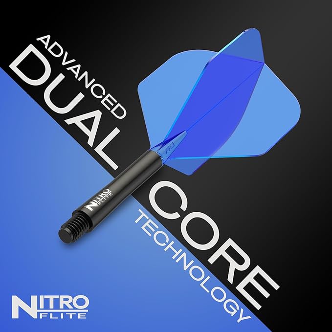 RED DRAGON Darts – Nitro Flite Integrated Flight & Shaft System – No.2 Shape and Design - Available in Short, Intermediate & Medium - Available in Variety of Colours - Professional Darts Accessories-StrideForce Fitness