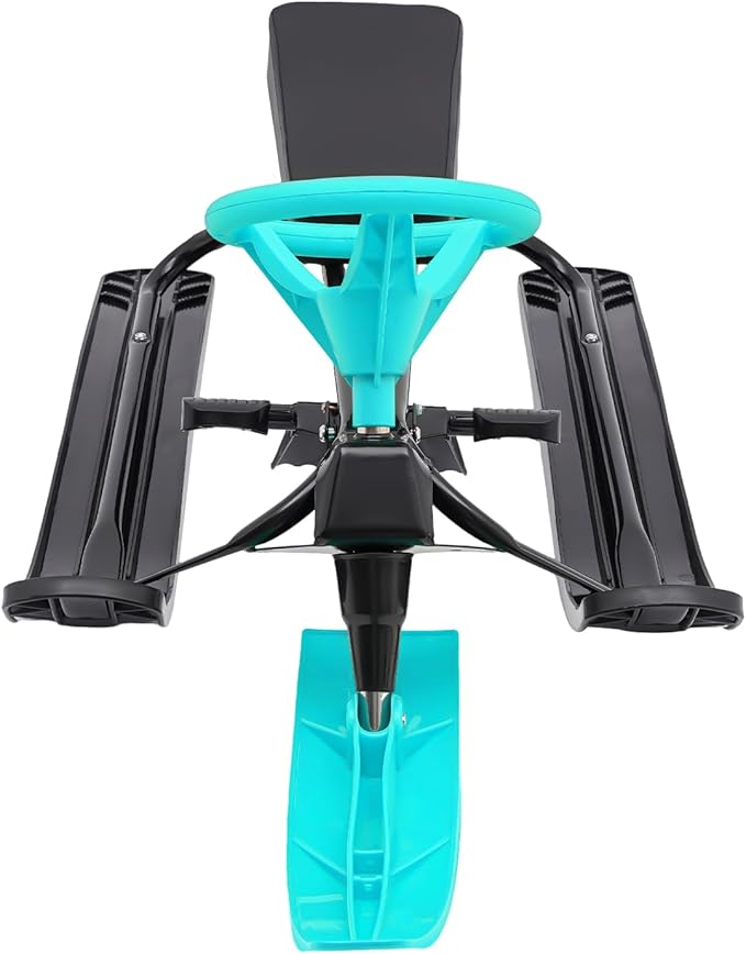 Snow Racer Sled for Kids, Dual Brakes Snowmobile Sled Ski with Steering Wheel, Snow Sledge for Skiing, Ice Skating, Sand Skating, Single Rider 45 x 20 x 15 inches-StrideForce Fitness