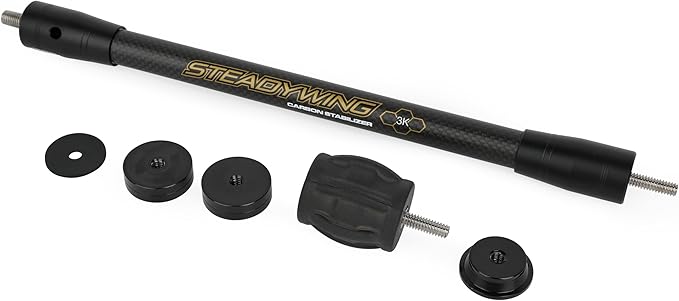 AMEYXGS Archery Bow Stabilizer for Compound Bow, 3K Carbon Fiber 6", 8", 10", 12" 15" Rods, Damping System, Weights Kit, Single Side V-Bar Mount,Quick Disconnect-StrideForce Fitness