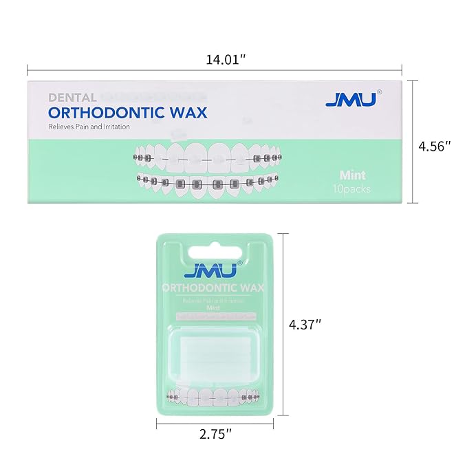 JMU 10 Pack Orthodontic Wax, Precut Braces Wax, Dental Wax Braces Mint Flavored