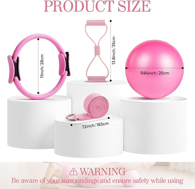 Home Pilates Kit for Women Pilates Equipment Ring and Ball Set Magic Circle Hoop with 5 Resistance Bands Compact Toning Fitness Essentials Starter Set Accessories-StrideForce Fitness