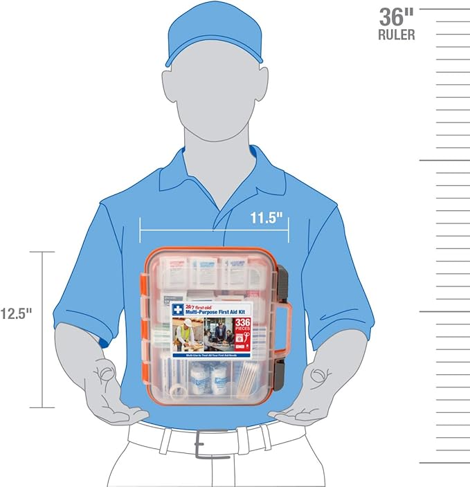 24/7 First Aid OSHA Compliant First aid Kit, All-Purpose 100-Person Emergency First Aid Kit for Business, Home, and Car in Plastic Case with Easy-Slide Latches, 336 Pieces-StrideForce Fitness