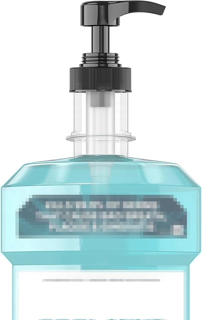 Compatible with Listerine Mouthwash Pump Dispenser for 1 and 1.5 Liter Bottles by kitchentoolz - Easy Dispensing and Mess Free - Black Pump