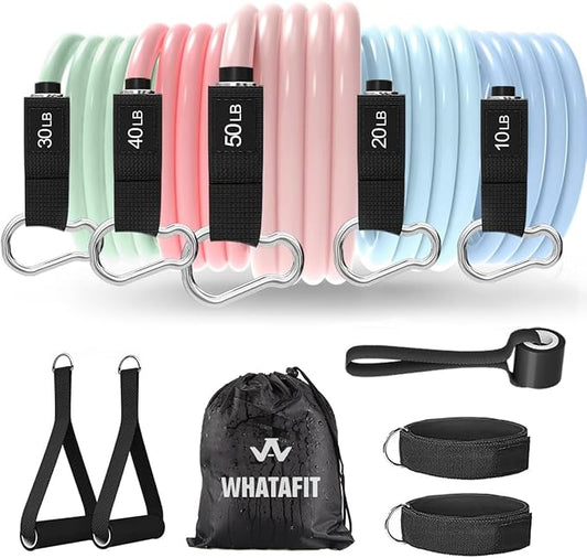 WHATAFIT Resistance Bands, Exercise Bands,Resistance Bands for Working Out, Work Out Bands with Handles for Men and Women Fitness, Strength Training Home Gym Equipment-StrideForce Fitness