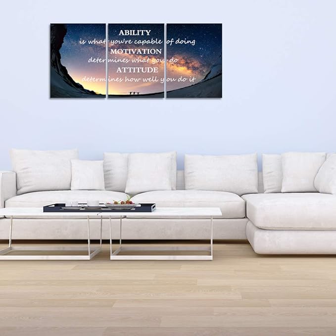 3 Panels Successful Inspirational Posters Quotes Wall Art Ability Modern Motivational Painting Picture Prints on Canvas Artwork Motto for Office Bedroom Decor Living Room Home Decor (72”Wx36”H)-StrideForce Fitness