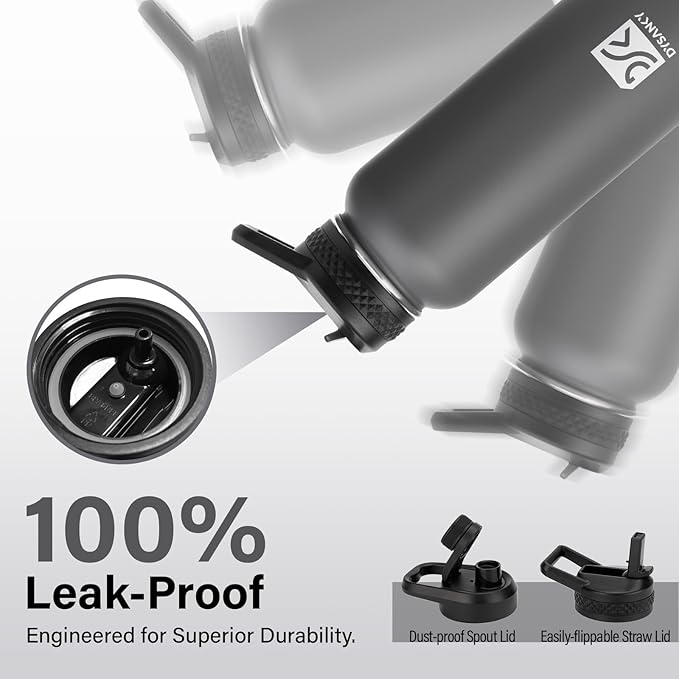 Insulated Water Bottle | Thickened Stainless Steel Vacuum Metal | Portable Sports Water Jug for Gym and Hiking with Straw, Carrier Bag, Handle Strap | BPA-Free 32 oz-StrideForce Fitness