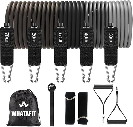 WHATAFIT Resistance Bands, Exercise Bands,Resistance Bands for Working Out, Work Out Bands with Handles for Men and Women Fitness, Strength Training Home Gym Equipment-StrideForce Fitness