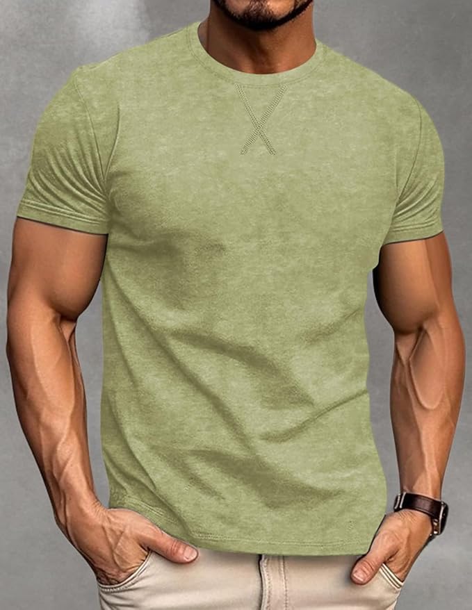 LOGEEYAR Men's Athletic Washed T-Shirts Basic Crew Neck Tees Tops Causal Distressed Cotton T Shirts for Men-StrideForce Fitness