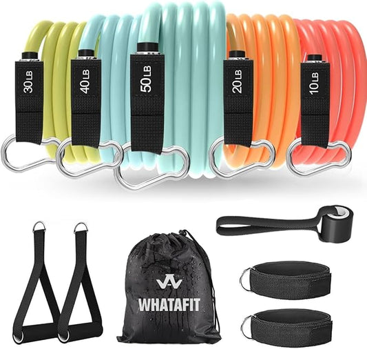 WHATAFIT Resistance Bands, Exercise Bands,Resistance Bands for Working Out, Work Out Bands with Handles for Men and Women Fitness, Strength Training Home Gym Equipment-StrideForce Fitness