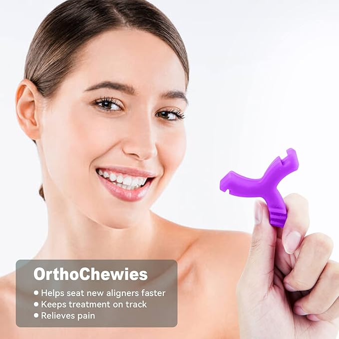 Chewies for Invisalign Aligner, DLENP 2 Pcs Y-Shaped Orthodontic Munchies Chewies for Invisible Aligner Seater(Purple-2Pcs)