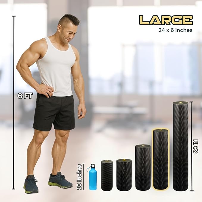 FitNation Foam Roller – High-Density Foam Muscle Roller – Textured Foam Rollers for Muscle Massage, Stretching, Pilates, Yoga-StrideForce Fitness