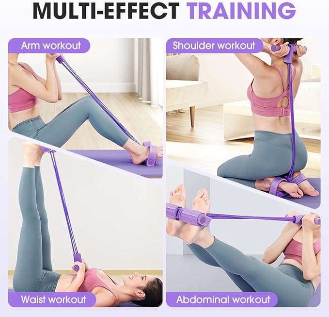 21 Fitness Resistance Bands-4 Tube Pedal Ankle Puller, Elastic Yoga Pedal Puller Resistance Band, Stretching Bands for Arm and Leg Workouts Abdomen, AB Training Auxiliary Device for Women Men-StrideForce Fitness