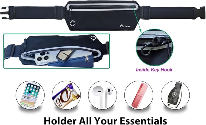 Slim Running Belt Fanny Pack Women Men,Runners Phone Holder Waist Bag,Run Pouch Waist Belt for Workout Jogging,Travel Money Belt Running Gear Accessories.