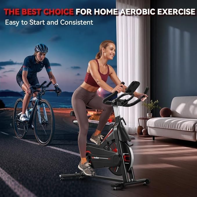 Exercise Bike, WENOKER Magnetic Resistance Stationary Bike for Home, App Supported Indoor Bike with Whisper Quiet, Heavy Flywheel and Upgraded Digital Display-StrideForce Fitness