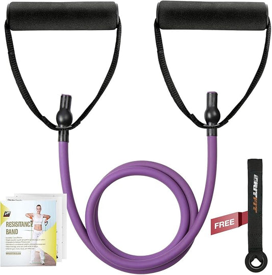 RitFit Single Resistance Exercise Band with Comfortable Handles - Ideal for Physical Therapy, Strength Training, Muscle Toning - Door Anchor and Starter Guide Included-StrideForce Fitness