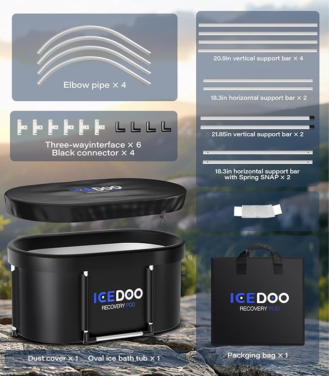 Upgrade XL 139 Gal Large Oval Ice Bath Tub for Athletes,Multiple Layered Portable Outdoor Cold Plunge Tub for Recovery,Cold Plunge for Family - Foldable Bathtubs for Gyms,Indoor,Outdoor use.-StrideForce Fitness