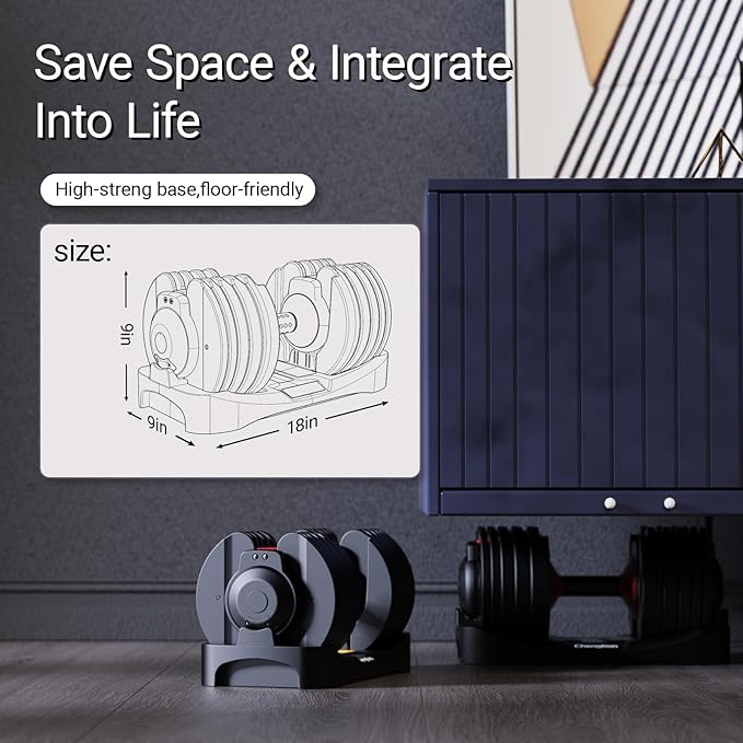 Adjustable Dumbbells 25/52.5 lbs, 9/15 in - Adjustable Weight Dumbbell Set for Full Body Exercise Training Fitness Workout in Home Gym-StrideForce Fitness