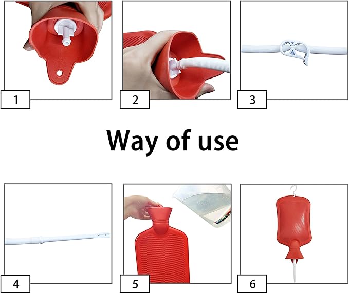 Abyclean Enema Bag Kit Rubber Anal Douche Vaginal Douche Enema Cleaner for Women’s or Man’s Health (Red, 2L)-StrideForce Fitness