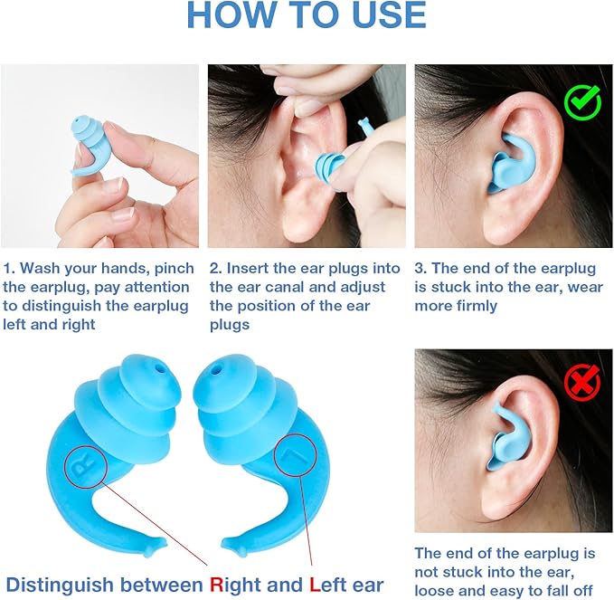 LYSIAN Reusable Swimmer Earplugs for Women Men 2 Pairs with Nose Clip, Water Proof Silicone Ear Plugs for Summer Swimming, Showering, Surfing, Water Sports and Sleeping-StrideForce Fitness