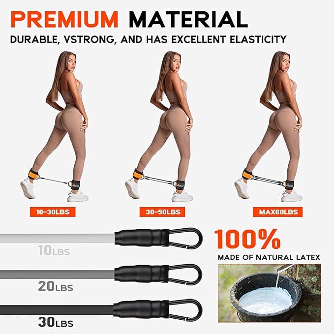 Ankle Resistance Bands, Ankle Bands for Working Out with Cuffs, Resistance Bands for Leg Butt Training Workout Equipment for Kickbacks Hip Gluteus Training Exercises, Ankle Strap with Exercise Bands