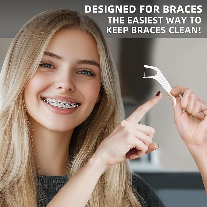 RAZOKO Orthodontic Flossers for Braces, Ortho Dental Floss Picks for Adults & Kids, Premium Thin Floss,Designed for Braces, Unflavored 120 Count