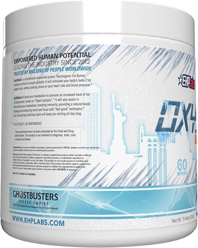 EHP Labs x Ghostbusters OxyShred Pre Workout Powder Supplement - Preworkout Powder with Acetyl L Carnitine, Energy Boost Drink - Frosty Big Apple, 60 Servings-StrideForce Fitness