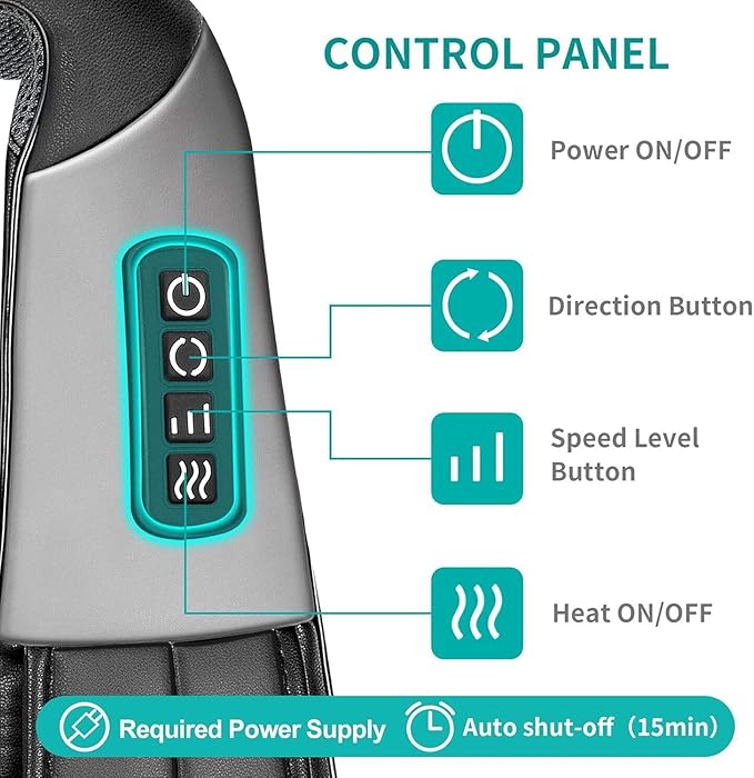 Nekteck Neck Massager for Pain Relief Deep Tissue, Shiatsu Neck and Back Massager with Heat, Massage Tools Gadgets for Shoulder Trapezius Waist Leg Body Muscle, Relaxation Gifts for Men Women Dad Mom
