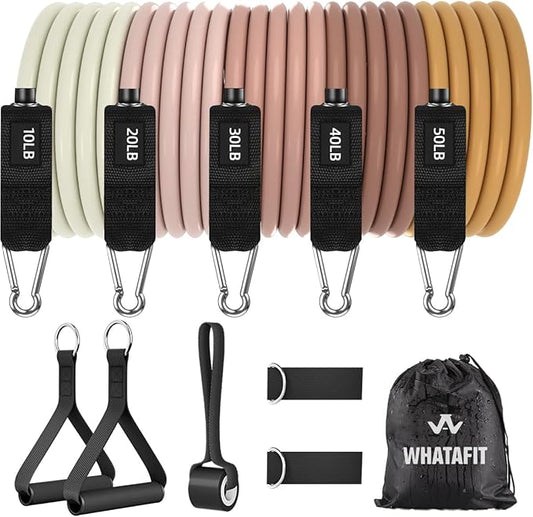 WHATAFIT Resistance Bands, Exercise Bands,Resistance Bands for Working Out, Work Out Bands with Handles for Men and Women Fitness, Strength Training Home Gym Equipment-StrideForce Fitness