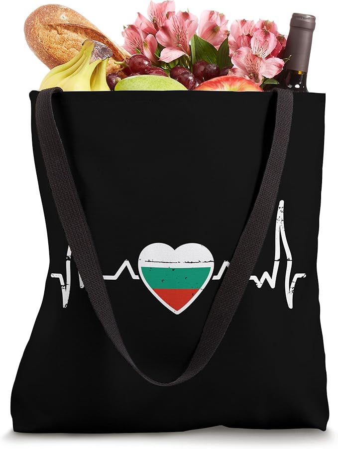 Bulgaria Vintage Heartbeat Bulgarian Flag Tote Bag-StrideForce Fitness