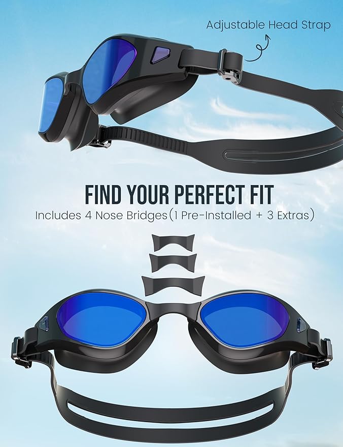 Swimming Goggles, No Leaking Swim Pool Goggles for Adults with Fog-Resistant, UV-Blocking Lenses for Men Women Youth-StrideForce Fitness