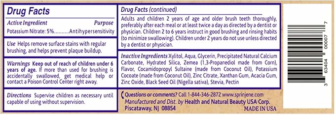 SprinJene Fluoride Free Toothpaste - Patented Natural Toothpaste with Black Seed Oil & Zinc - Made in The USA - Vegan Non Fluoride for Fresh Breath Preservative Free (4 Pack)