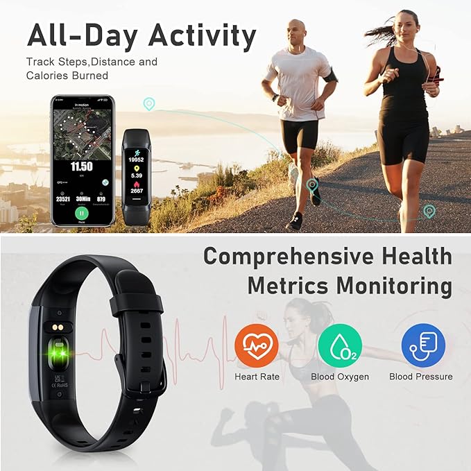 Fitness Tracker with Step Counter/Calories/Stopwatch Tracker,1.10''AMOLED Touch